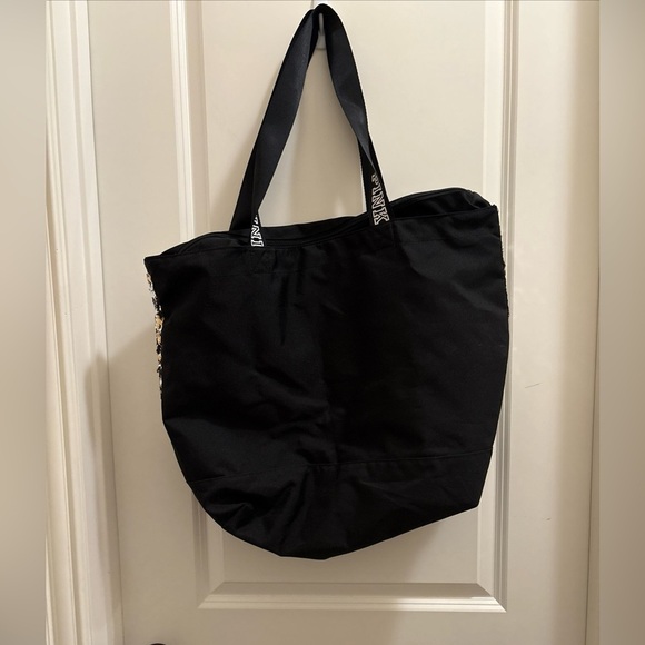 NWT Pink By Victoria Secret 20”x12” Tote Bag Purse Silver/gold Sequins - Picture 5 of 5